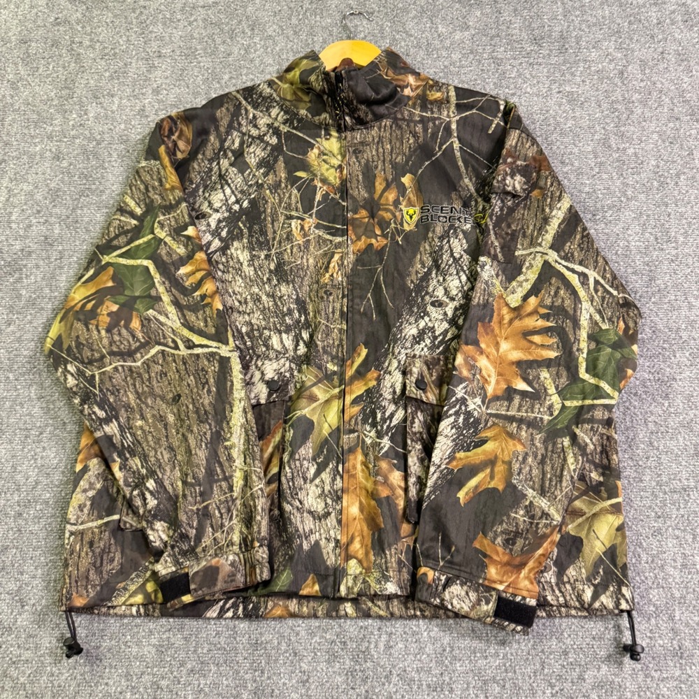 VTG Scent Blocker Hunting Jacket Mens XL Camo Full-zip Lightweight 90s Y2K